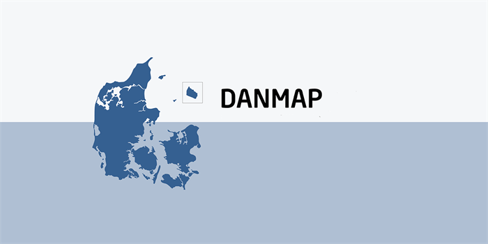 DK: DANMAP illustration af danmarkskort. Foto: danmap.org | EN: DANMAP illustration of Denmark map. Photo: danmap.org